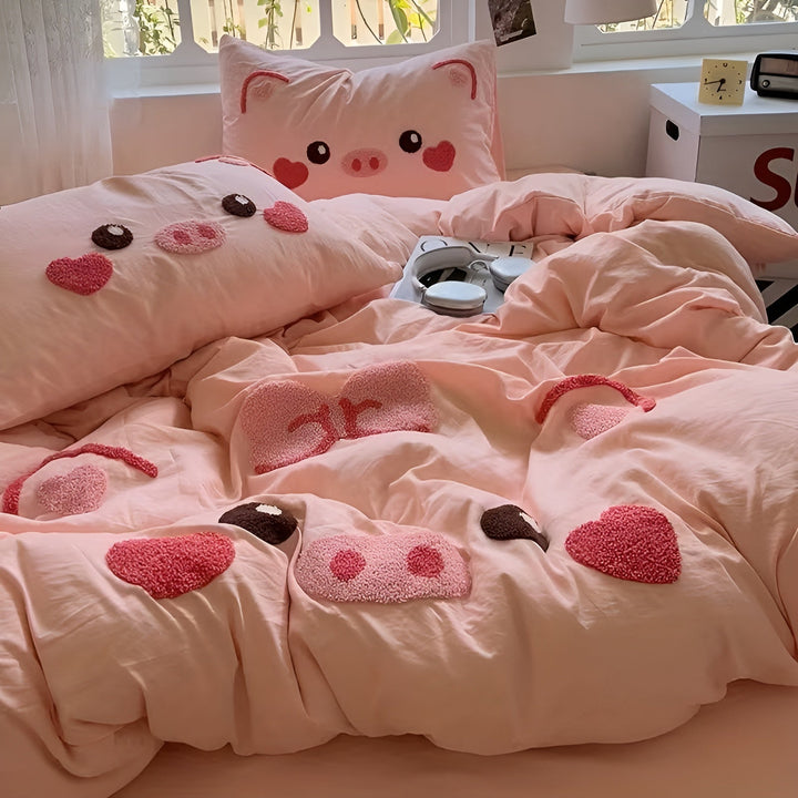 Bedding set with Cute Piglet motif – Soft and Cozy | Perfect for children's room | Stornfield