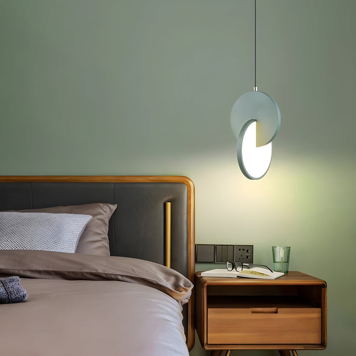 Modern Scandinavian LED pendant lamp with round frame and warm light bowl