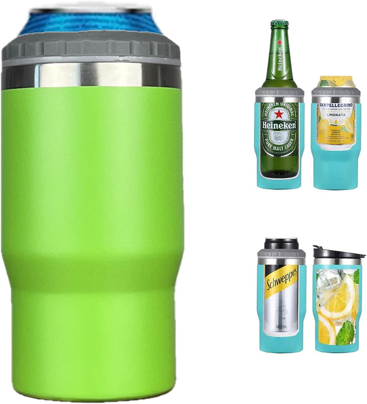 Stornfield | 4-in-1 Stainless Steel Can/Bottle Thermos, 14 Oz Dual-Purpose Lid, Insulated SUS Can Cooler, Beer Bottle Holder (Black)
