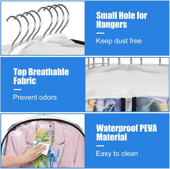 Transparent Garment Covers with Inserts – 6-Pack Side Zipper Storage Covers | Stornfield