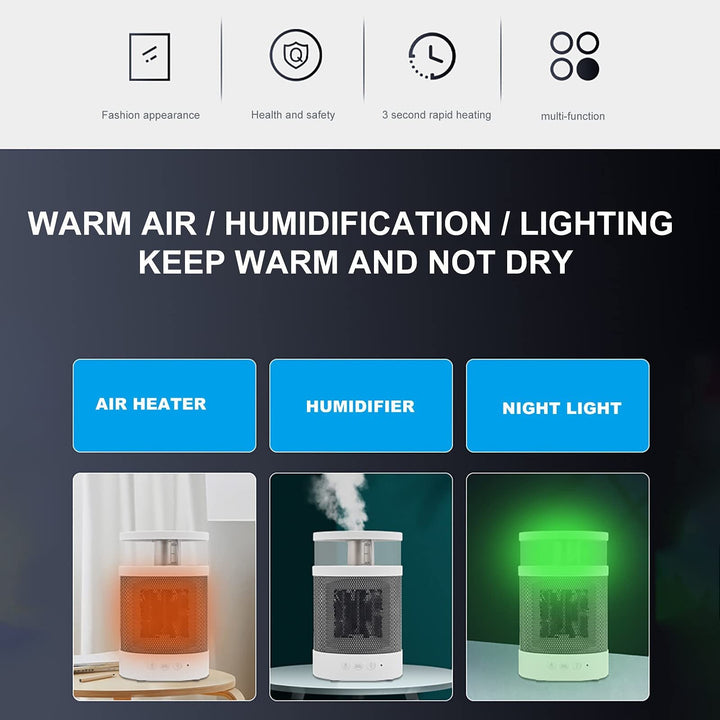 3-in-1 room heater with humidifier and night lights | Stornfield