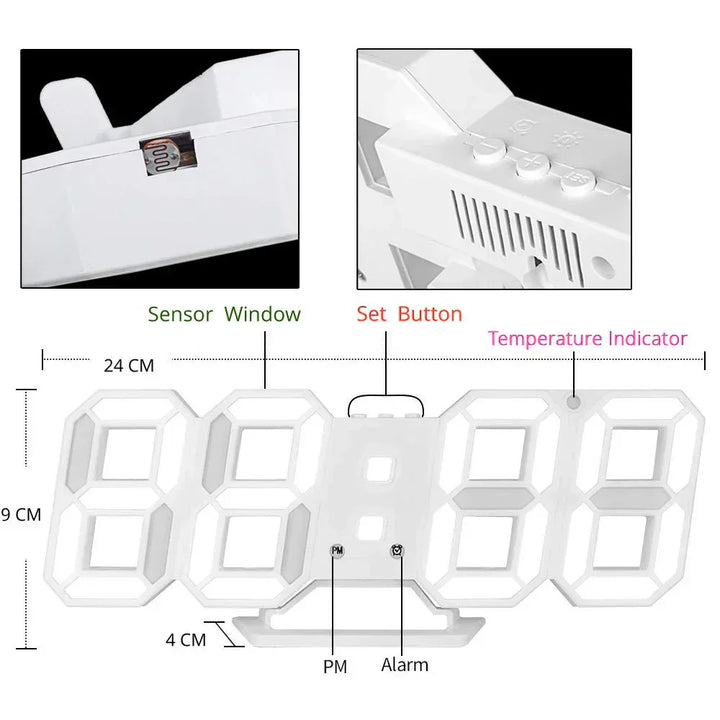 Stornfield | Digital 3D LED Wall Clock – Modern Design with Dimming Function and Optimal Visibility