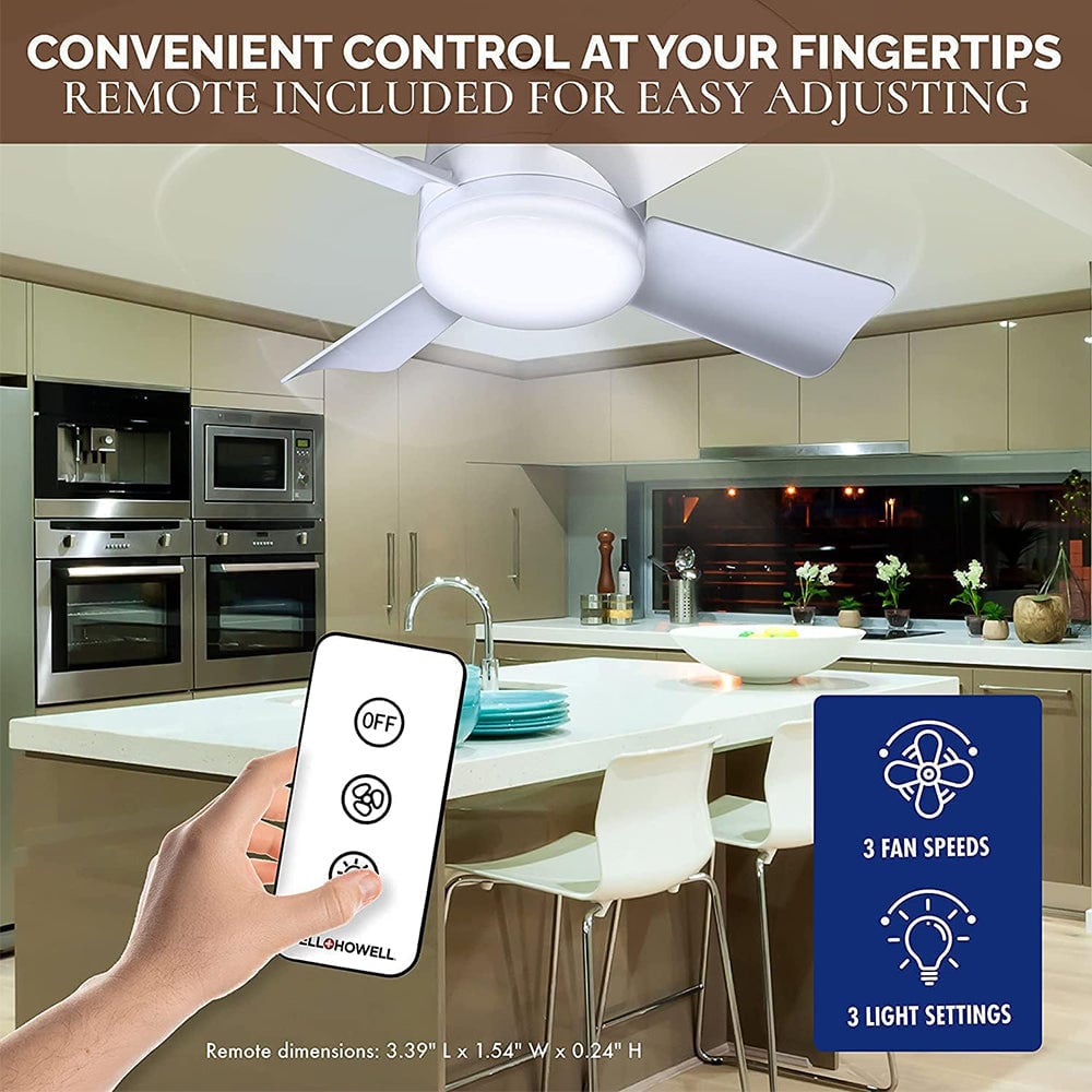 2-in-1 LED Ceiling Fan Light with Remote Control, E27/B22 Base | Stornfield