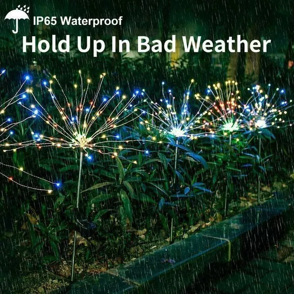 Stornfield | 4 Pieces Solar Firework Garden Lights - Weatherproof LED Decorative Lighting, Solar Powered for Garden and Patio