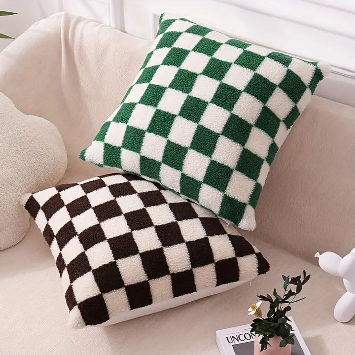 Stornfield | Checked Faux Fur Pillowcase
