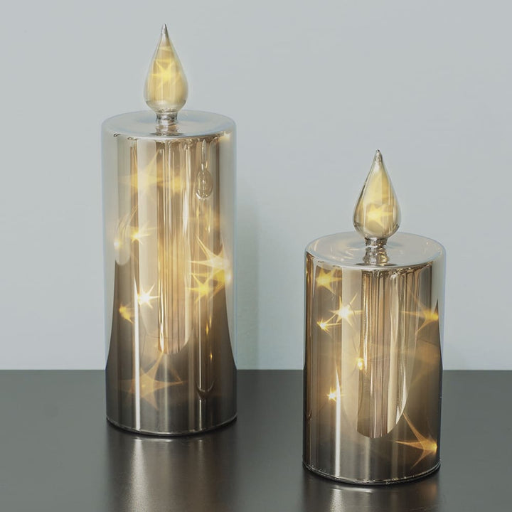 Stornfield | 2 Piece Smoky Glass LED Candle Set