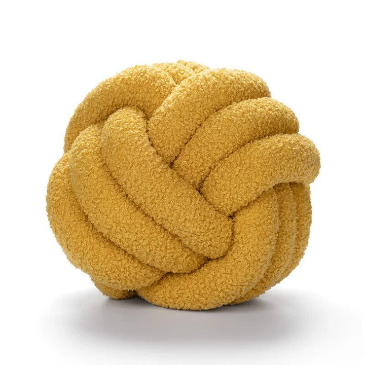 Decorative Knotted Teddy Ball Soft Cushion - 100% Wool, Round | Stornfield
