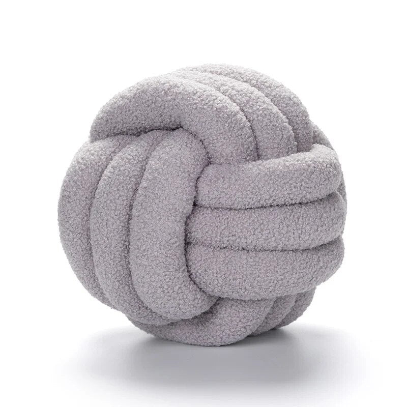 Decorative Knotted Teddy Ball Soft Cushion - 100% Wool, Round | Stornfield