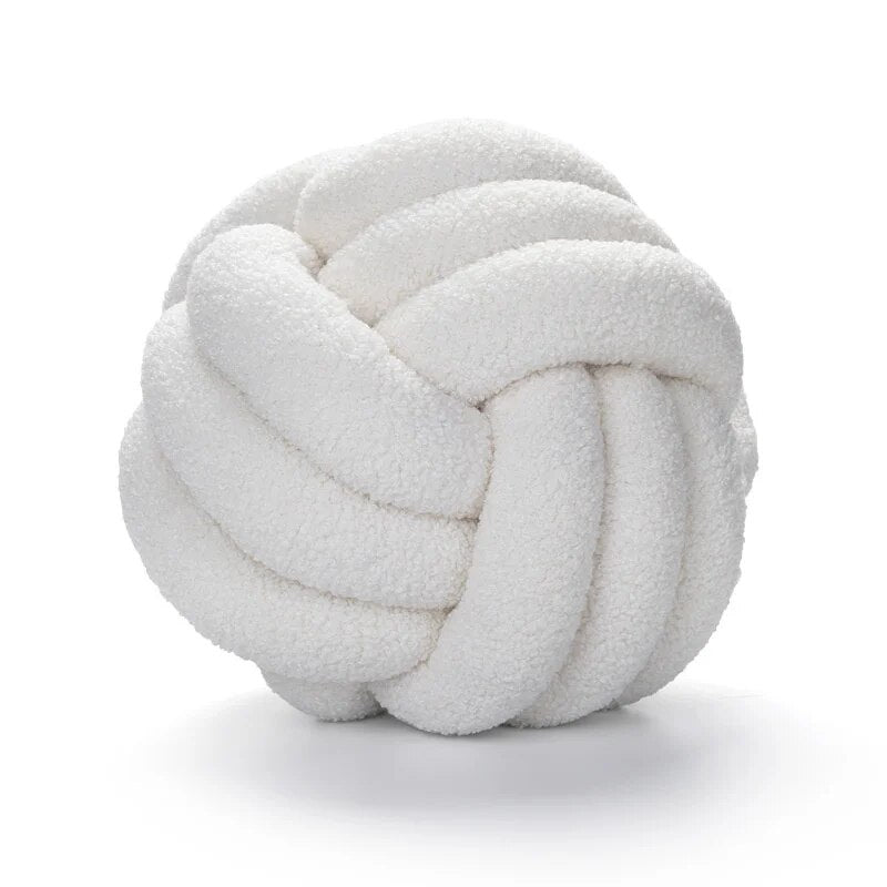 Decorative Knotted Teddy Ball Soft Cushion - 100% Wool, Round | Stornfield