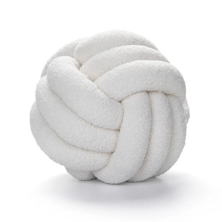 Decorative Knotted Teddy Ball Soft Cushion - 100% Wool, Round | Stornfield