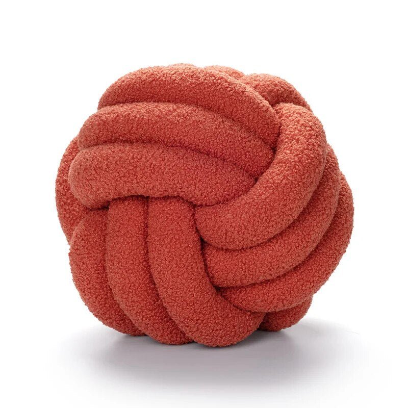 Decorative Knotted Teddy Ball Soft Cushion - 100% Wool, Round | Stornfield
