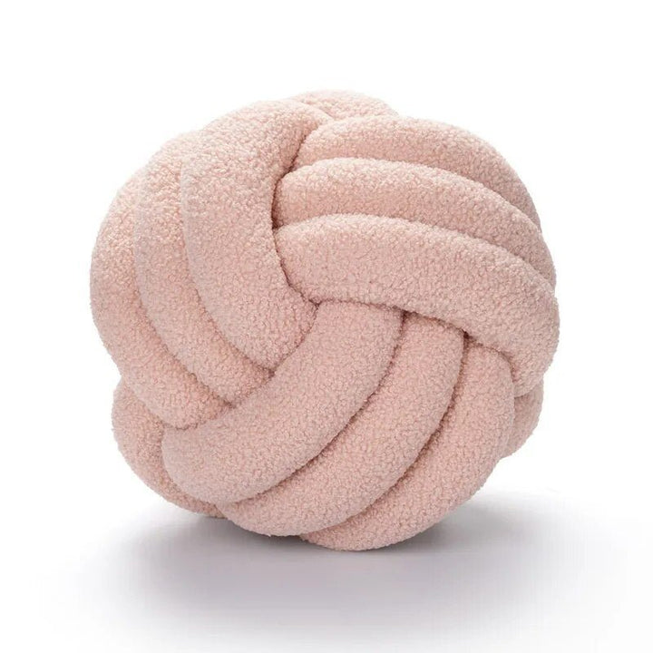 Decorative Knotted Teddy Ball Soft Cushion - 100% Wool, Round | Stornfield