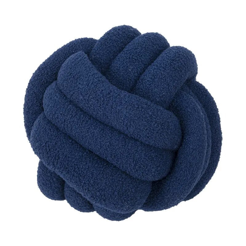 Decorative Knotted Teddy Ball Soft Cushion - 100% Wool, Round | Stornfield
