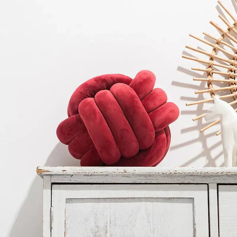 Stornfield | Decorative and Soft Cushion with Knotted Ball in Suede Look
