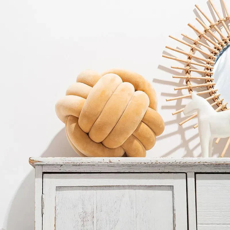 Stornfield | Decorative and Soft Cushion with Knotted Ball in Suede Look