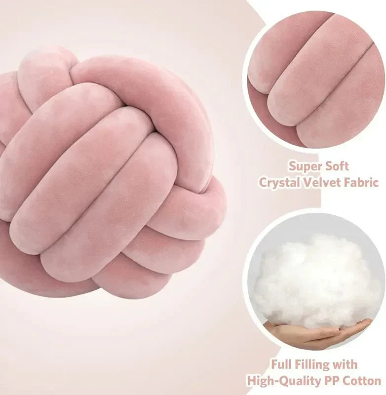 Stornfield | Decorative and Soft Cushion with Knotted Ball in Suede Look