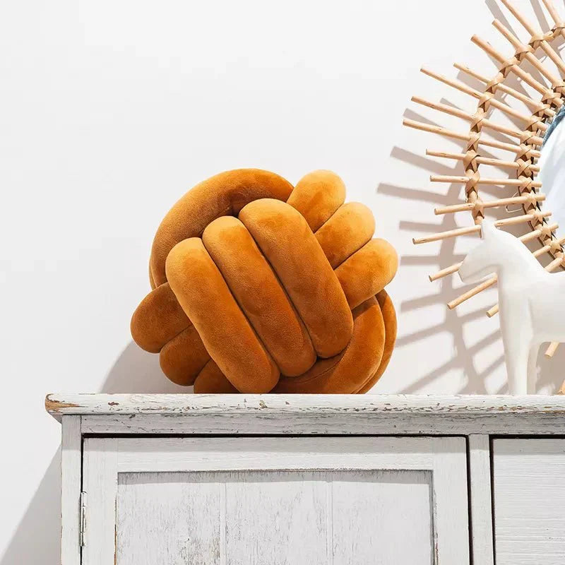 Stornfield | Decorative and Soft Cushion with Knotted Ball in Suede Look