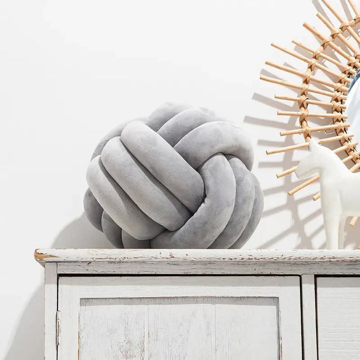 Stornfield | Decorative and Soft Cushion with Knotted Ball in Suede Look