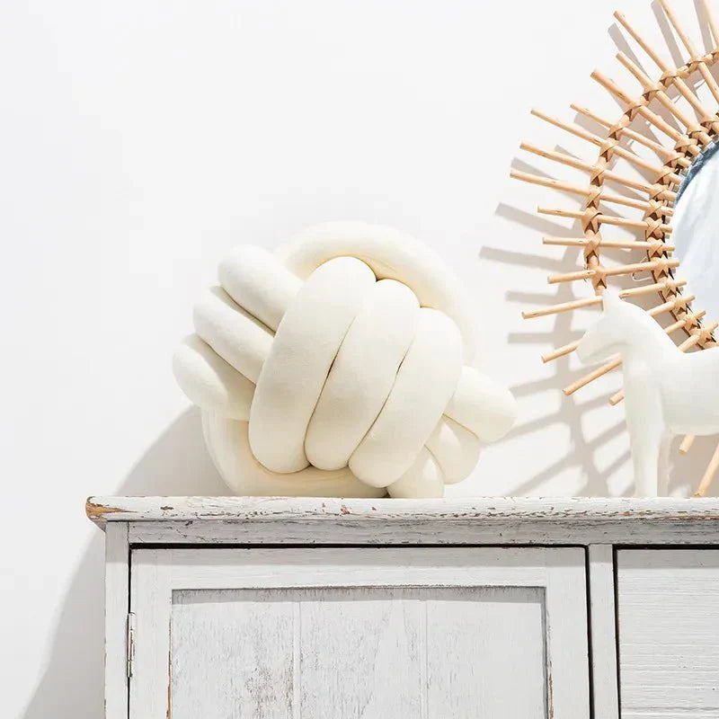 Stornfield | Decorative and Soft Cushion with Knotted Ball in Suede Look