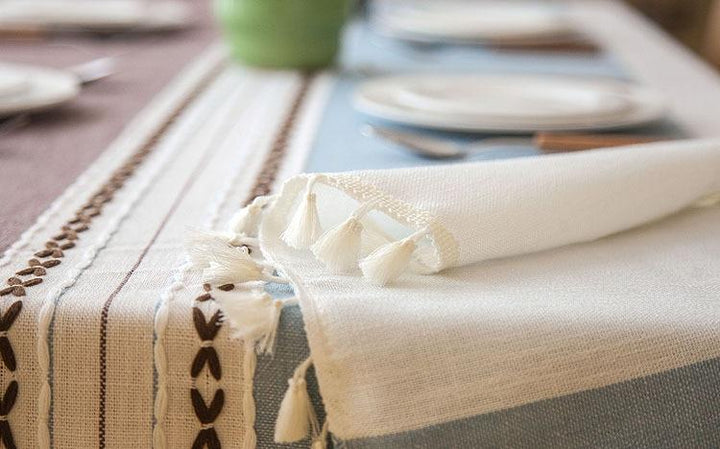 Decorative Linen Tablecloth With Tassel | Stornfield