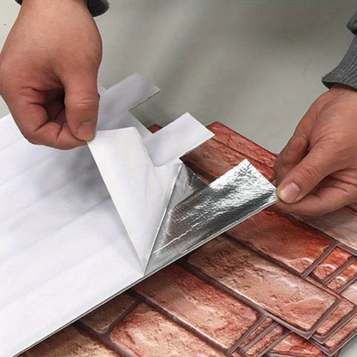 Self-adhesive 3D wall panels with brick and wood texture | Stornfield