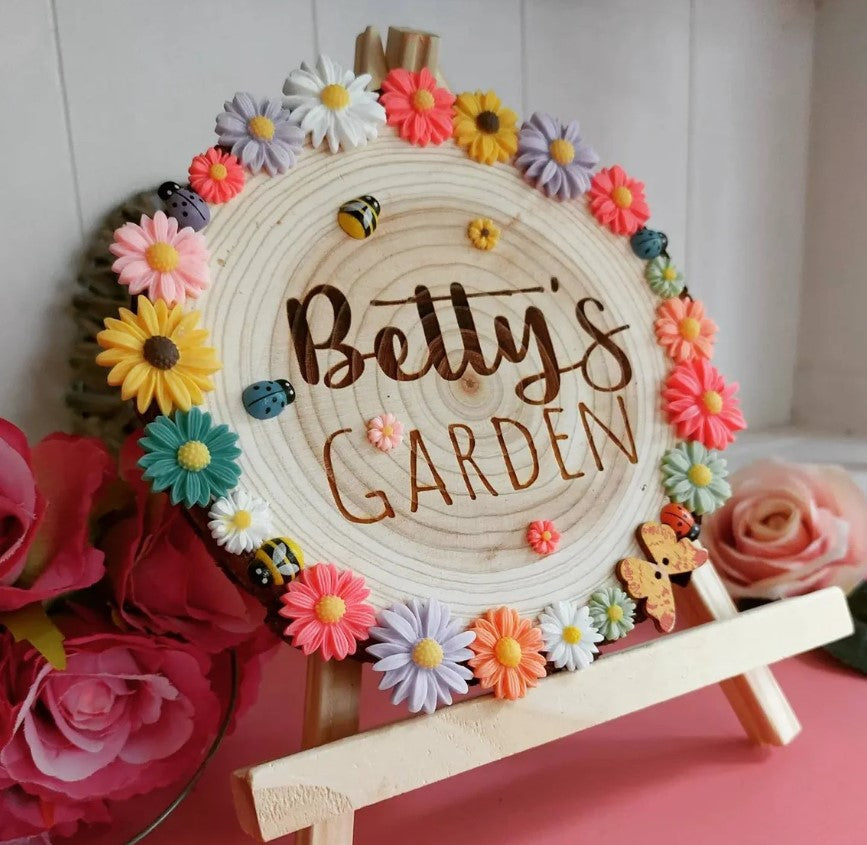 Engraved Wooden Log Garden Plaque | Stornfield