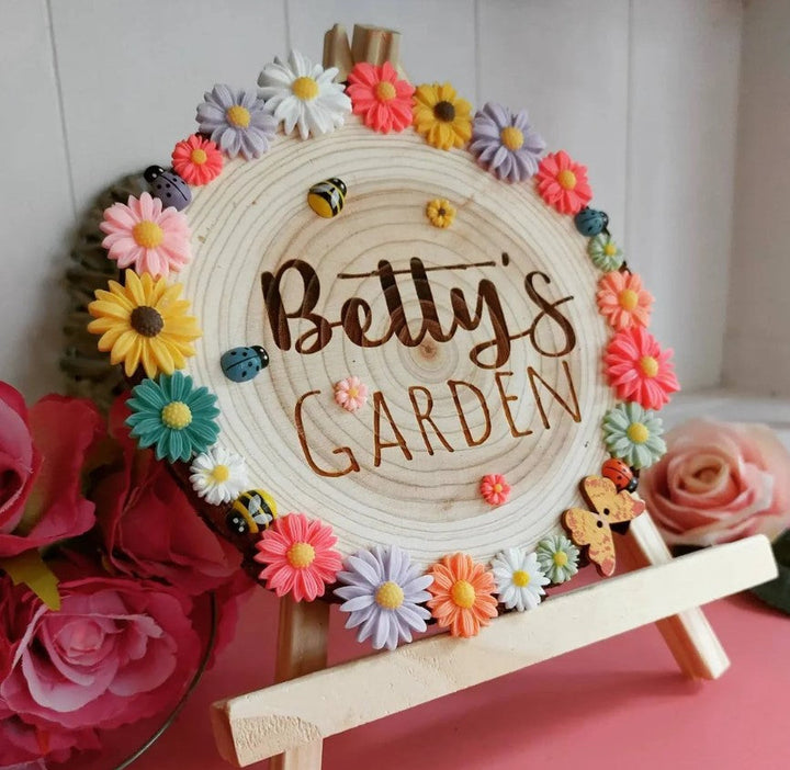Engraved Wooden Log Garden Plaque | Stornfield