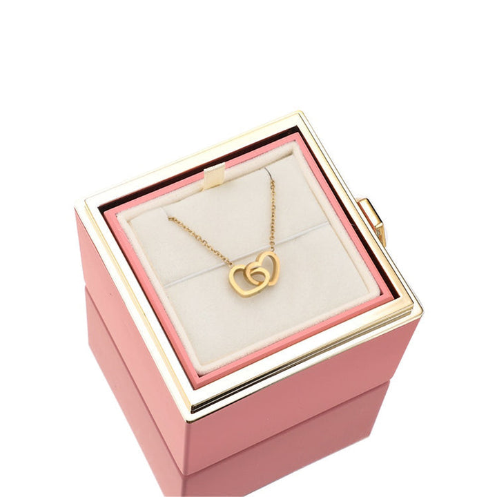 Stornfield | [Cadeau Idéal] Boîte de Rose Éternelle - Avec collier gravé & rose artificielle