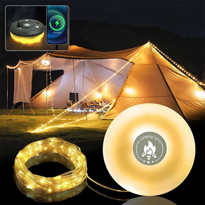 Camping lamp with 10m RGB light chain — Your magical light source for unforgettable outdoor experiences | Stornfield