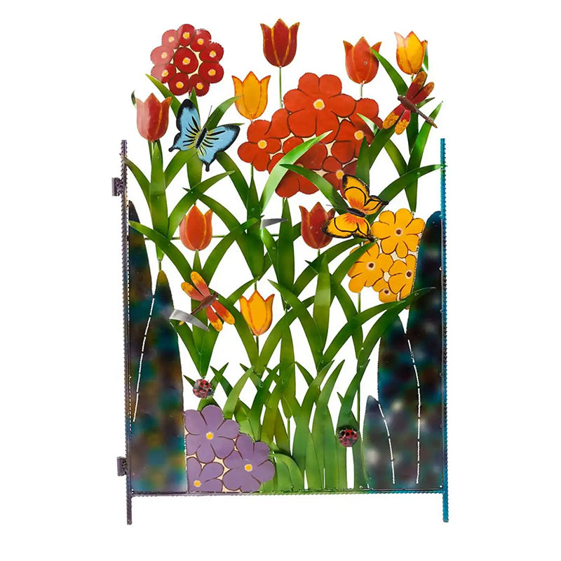 Colorful Metal Butterfly and Flower Garden Screen | Stornfield