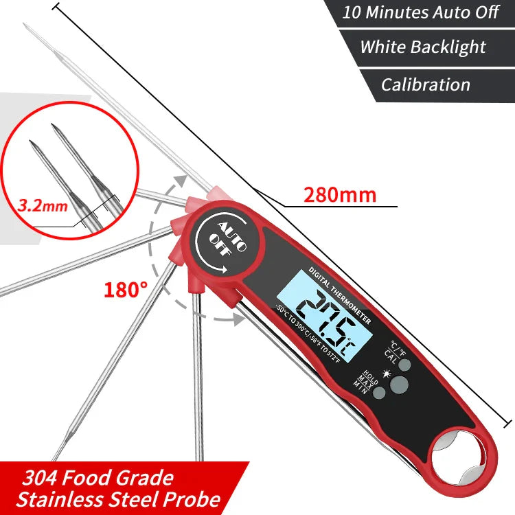 Digital Food Thermometer Instant Read Meat Thermometer with Backlight | Stornfield