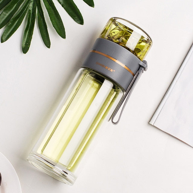 Double-Layer Glass Water Bottles Tea Infuser Bottle Tea Separation Mug | Stornfield