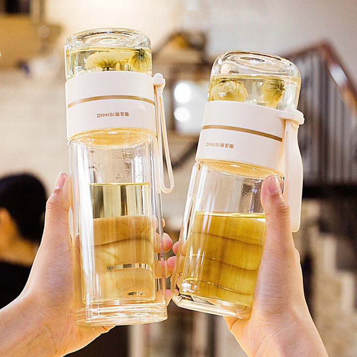 Double-Layer Glass Water Bottles Tea Infuser Bottle Tea Separation Mug | Stornfield
