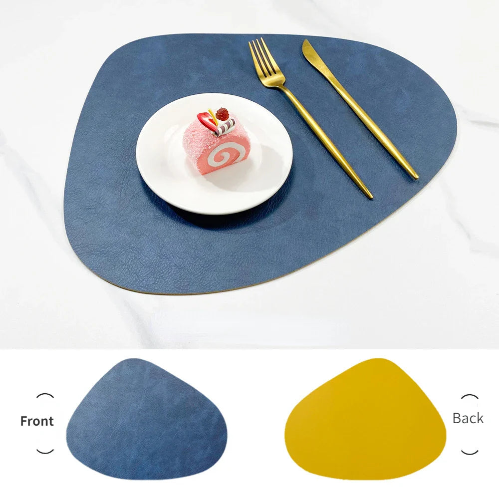 Waterdrop-Shaped Non-Slip Double-Sided Cowhide Leather Table Mat | Stornfield