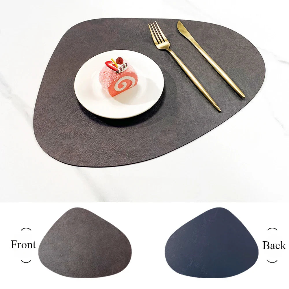 Waterdrop-Shaped Non-Slip Double-Sided Cowhide Leather Table Mat | Stornfield