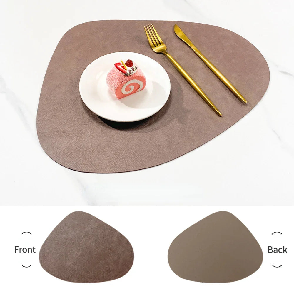 Waterdrop-Shaped Non-Slip Double-Sided Cowhide Leather Table Mat | Stornfield