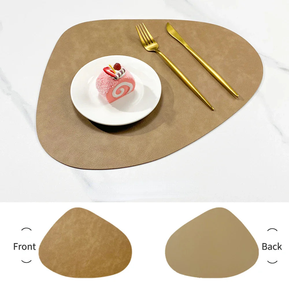 Waterdrop-Shaped Non-Slip Double-Sided Cowhide Leather Table Mat | Stornfield