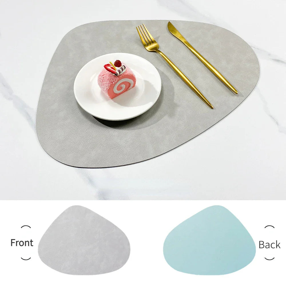 Waterdrop-Shaped Non-Slip Double-Sided Cowhide Leather Table Mat | Stornfield