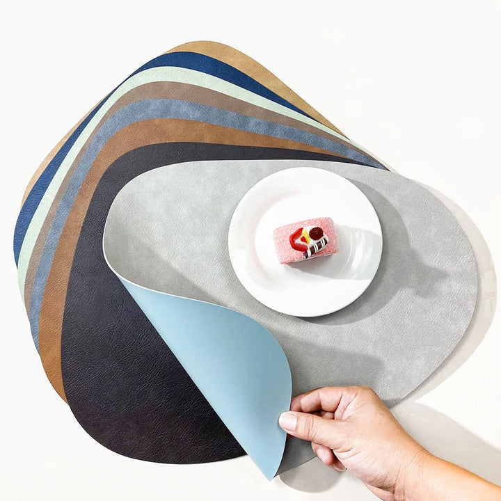 Waterdrop-Shaped Non-Slip Double-Sided Cowhide Leather Table Mat | Stornfield