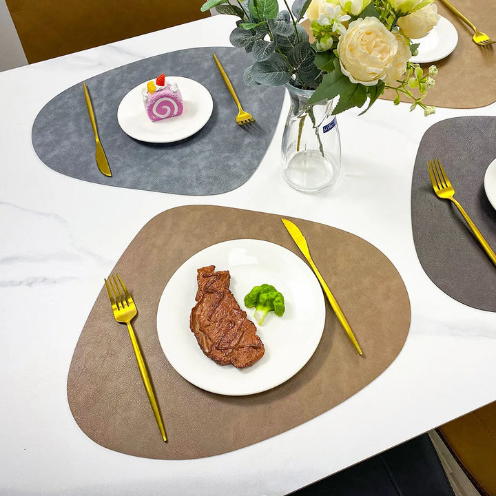 Waterdrop-Shaped Non-Slip Double-Sided Cowhide Leather Table Mat | Stornfield