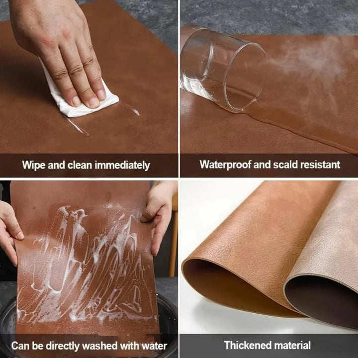 Waterdrop-Shaped Non-Slip Double-Sided Cowhide Leather Table Mat | Stornfield