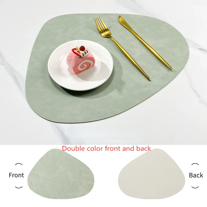 Waterdrop-Shaped Non-Slip Double-Sided Cowhide Leather Table Mat | Stornfield