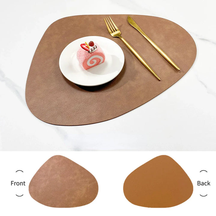 Waterdrop-Shaped Non-Slip Double-Sided Cowhide Leather Table Mat | Stornfield