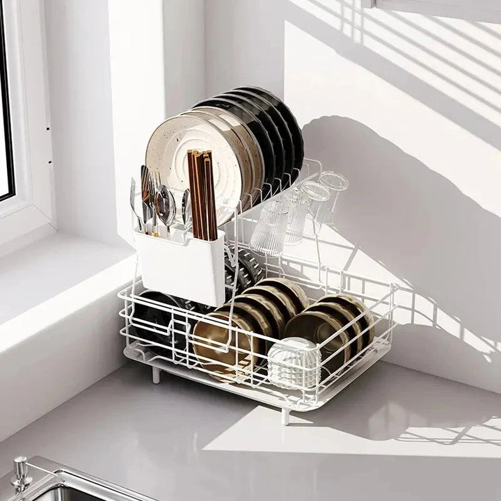 Double Stainless Steel Bowl and Dish Drain Rack Dishware Cleaning Rack | Stornfield