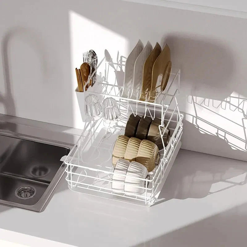 Double Stainless Steel Bowl and Dish Drain Rack Dishware Cleaning Rack | Stornfield