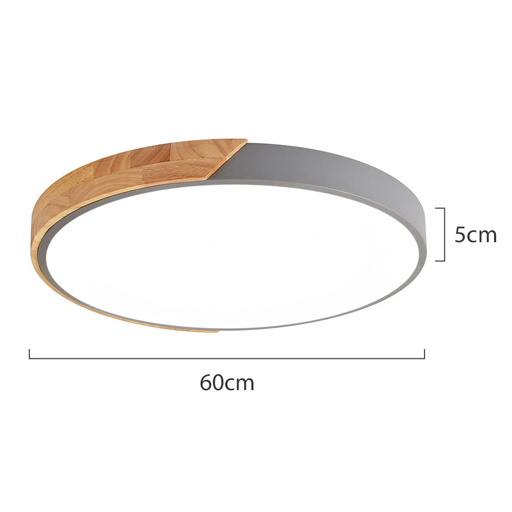 Minimalistic Round LED Ceiling Light with Wood Décor – Modern Design, Dimmable | Stornfield