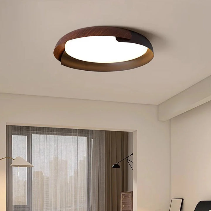 Modern ceiling light with wood pattern – Stylish LED lighting for living room | Stornfield