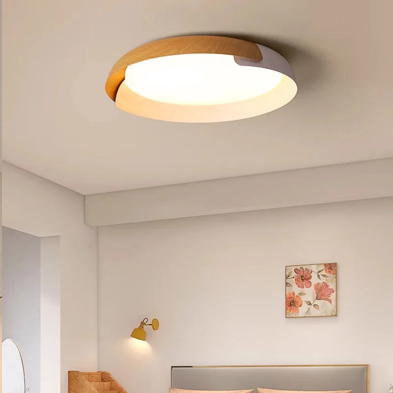 Modern ceiling light with wood pattern – Stylish LED lighting for living room | Stornfield