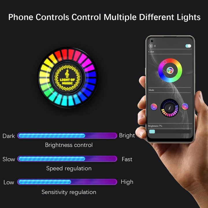 Auto Sound Pickup Light | Portable RGB Fun on the Go | Stornfield