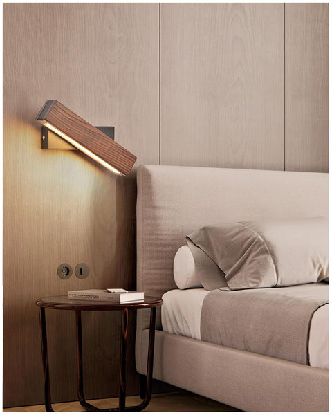 Nordic swivel LED wall light | Minimalist wood design | Stornfield